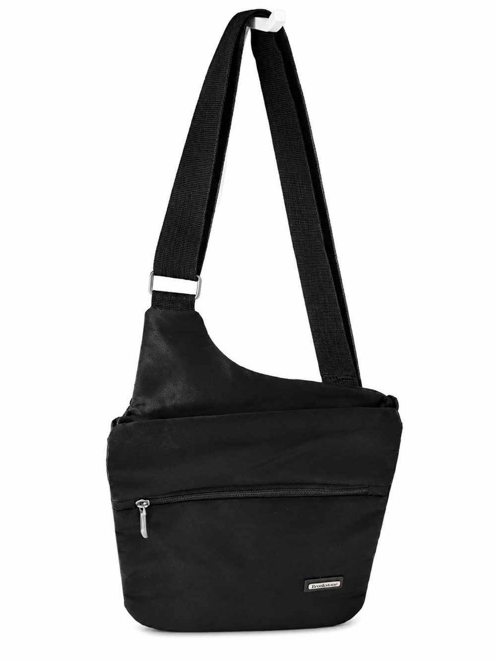 Brookstone Black Travel Crossbody Messenger Bag Multi-Pocket Adjustable Strap